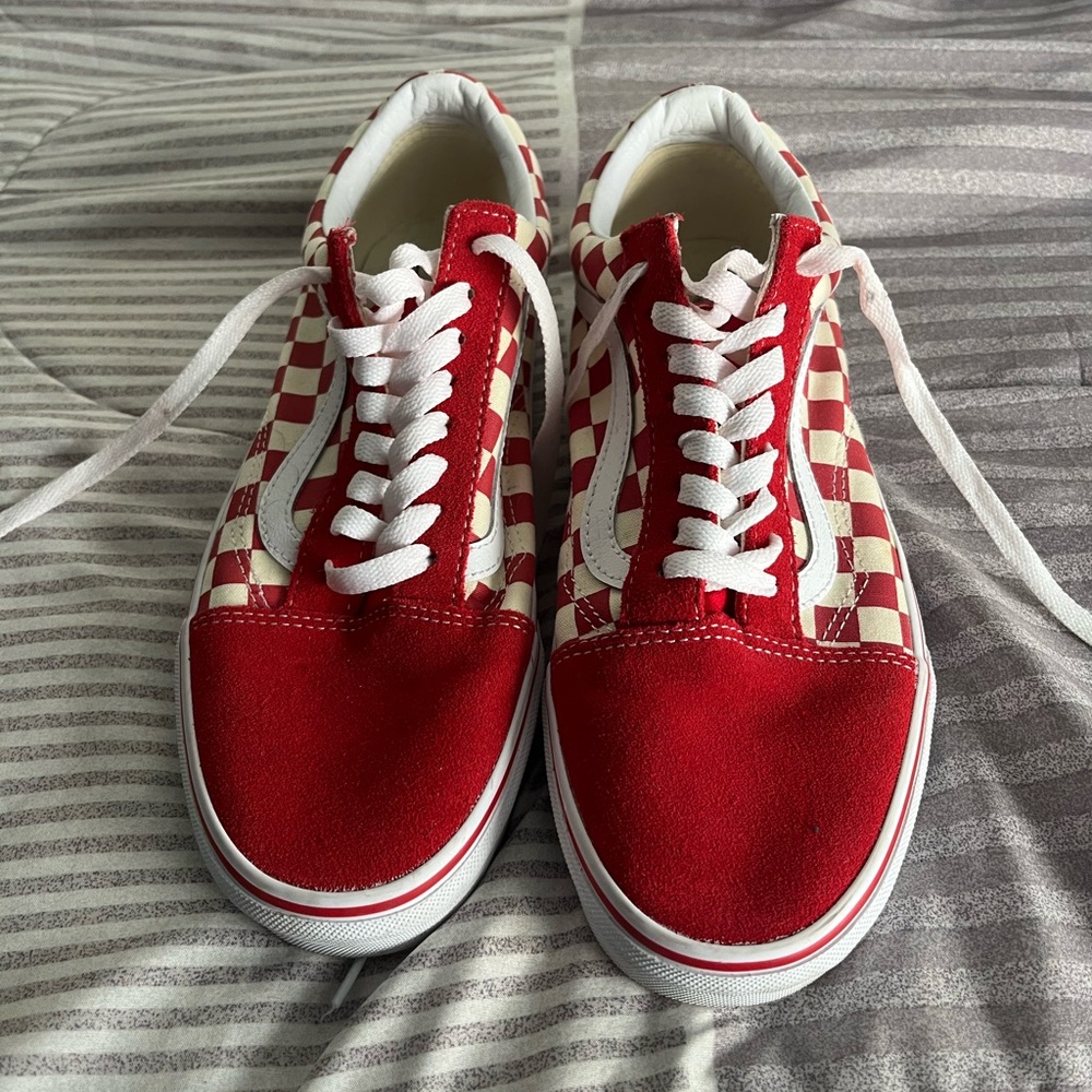 Red and White Checkered Vans - Worn about 2 times - Great condition